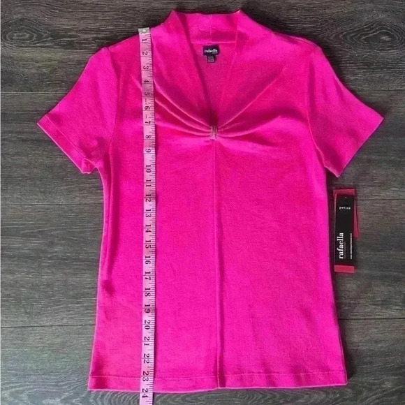 Rafaella Sportswear Subtle Bow Embellished Knit Top in Hot Pink. Size Small. NWT - Picture 14 of 16